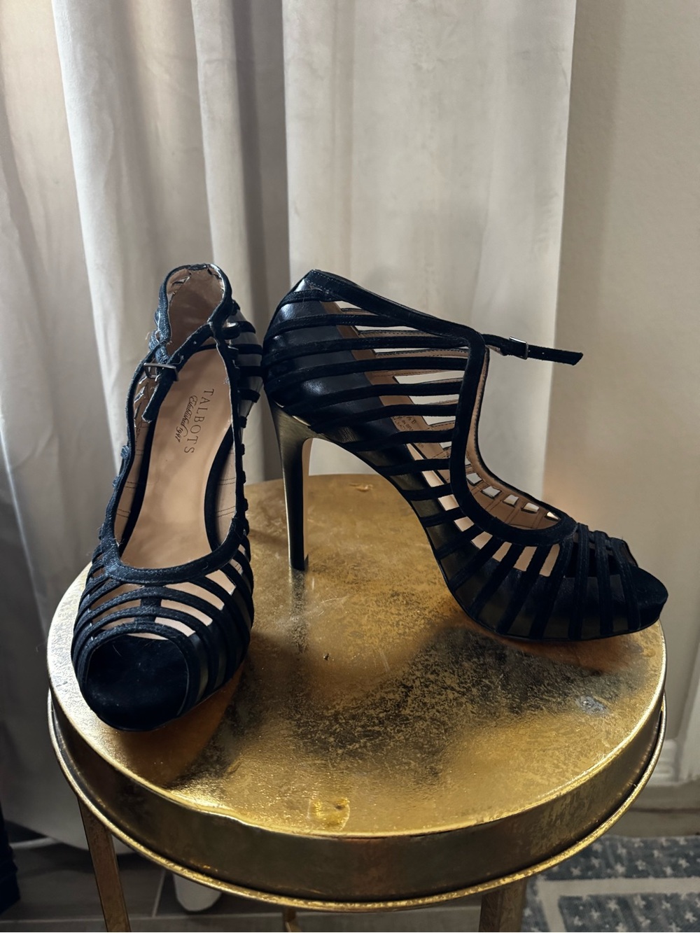 Talbots Electra Suede Strappy Stiletto Heels - Black size 8.5B